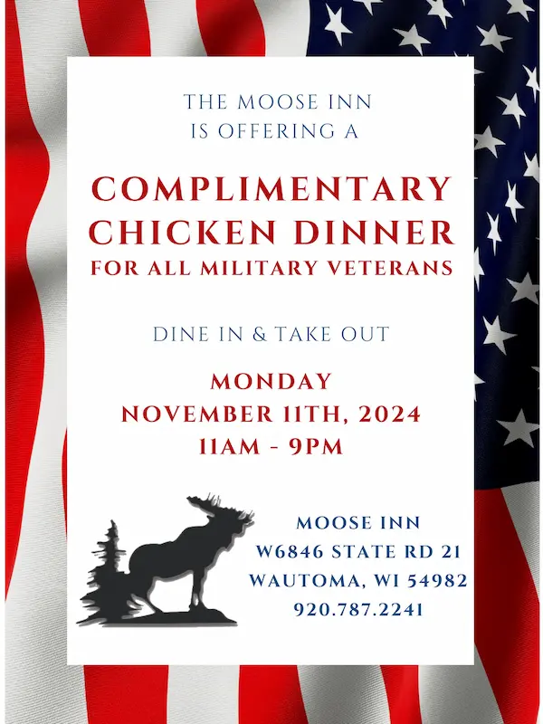 The Moose Inn complimentary Meals offering